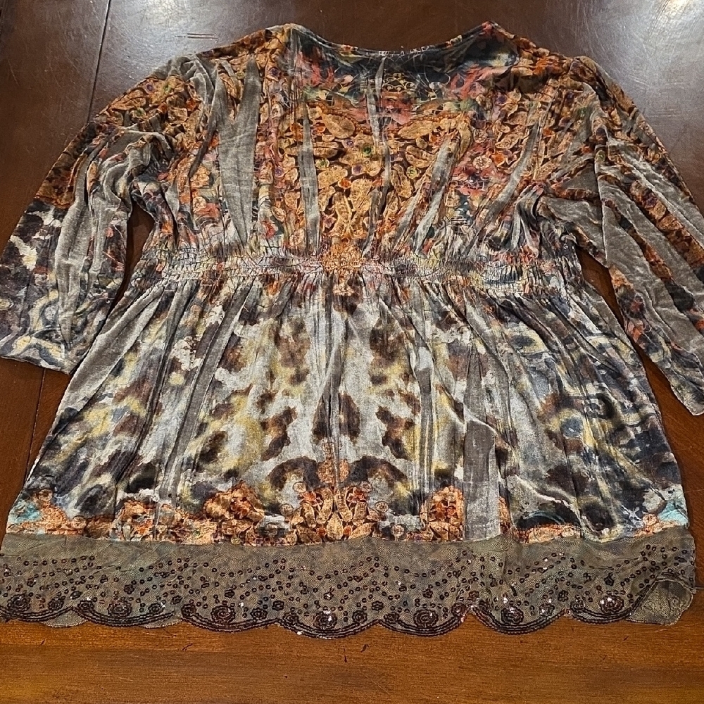 (J57) ONE WORLD Multicolor Patterned Women's Blouse Sz XL - Picture 3 of 8